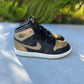 Nike Air Jordan 1 Black/Mettalic Gold Mid Basketball Shoes Boys Size: 13C